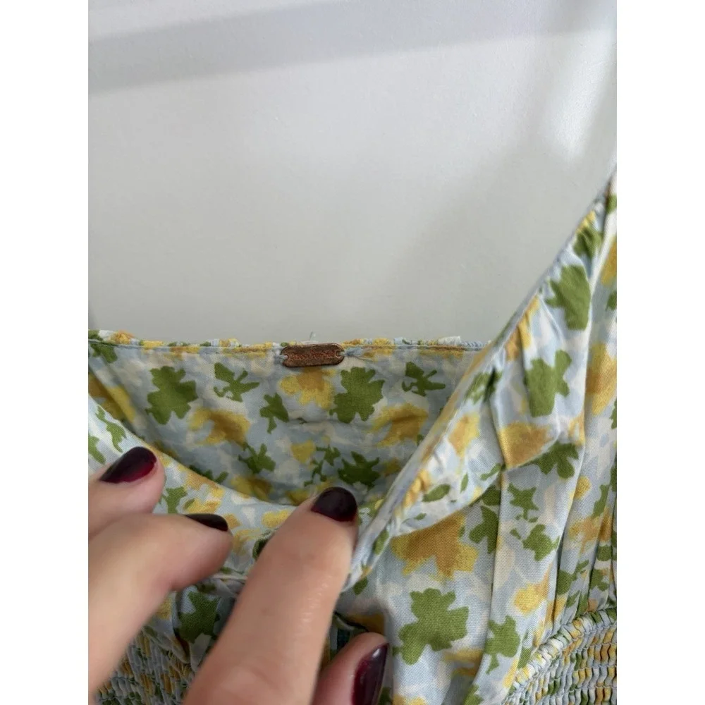 FREE PEOPLE  Lavender Daze Dress Green Floral Print L/XL